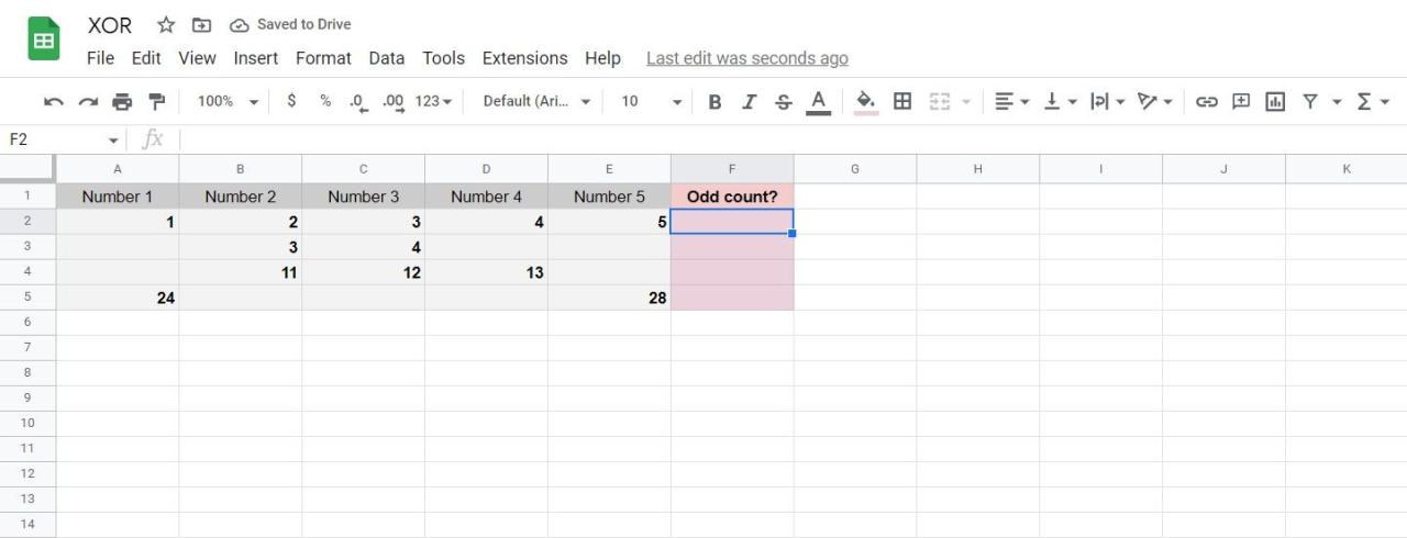 Strings of numbers in Google Sheets