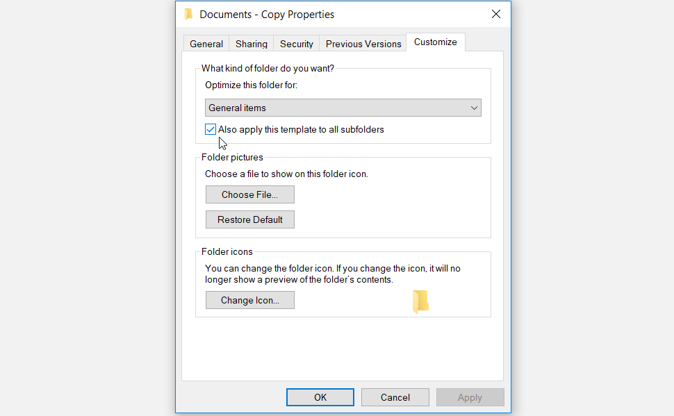 Configuring the Folder Optimization Settings