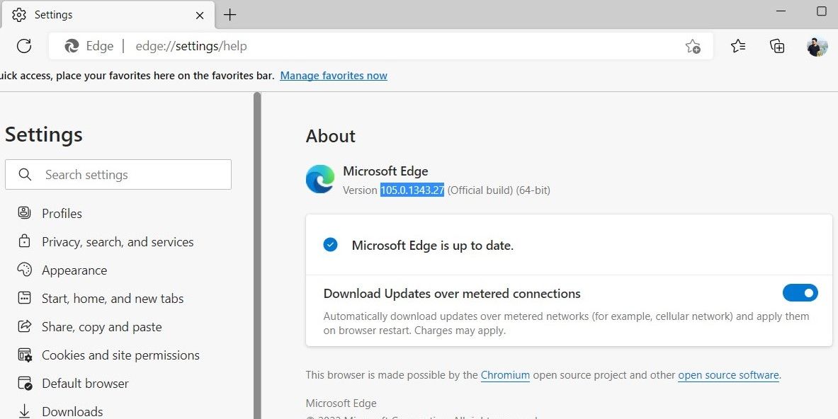 Check Microsoft Edge Version Number