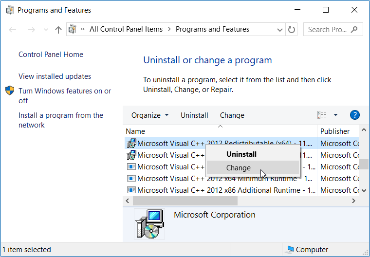 Reinstalling or Repairing the Microsoft Visual C Programs