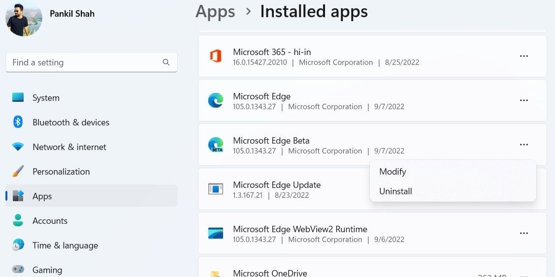 Uninstall Microsoft Edge Beta From Windows 11 Settings App