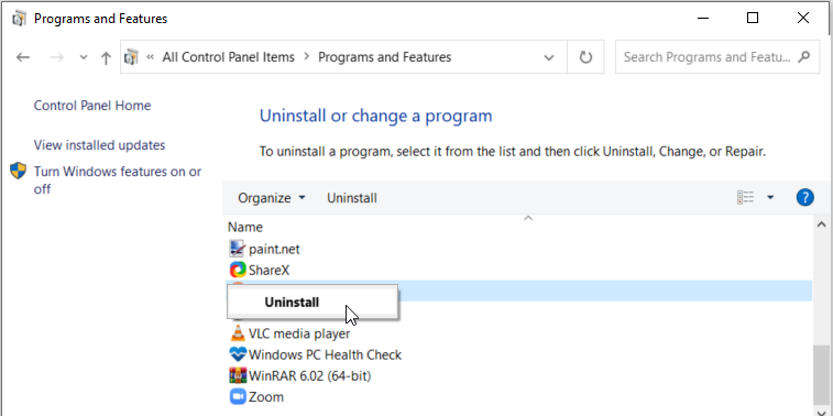 Uninstalling a File Compression Tool