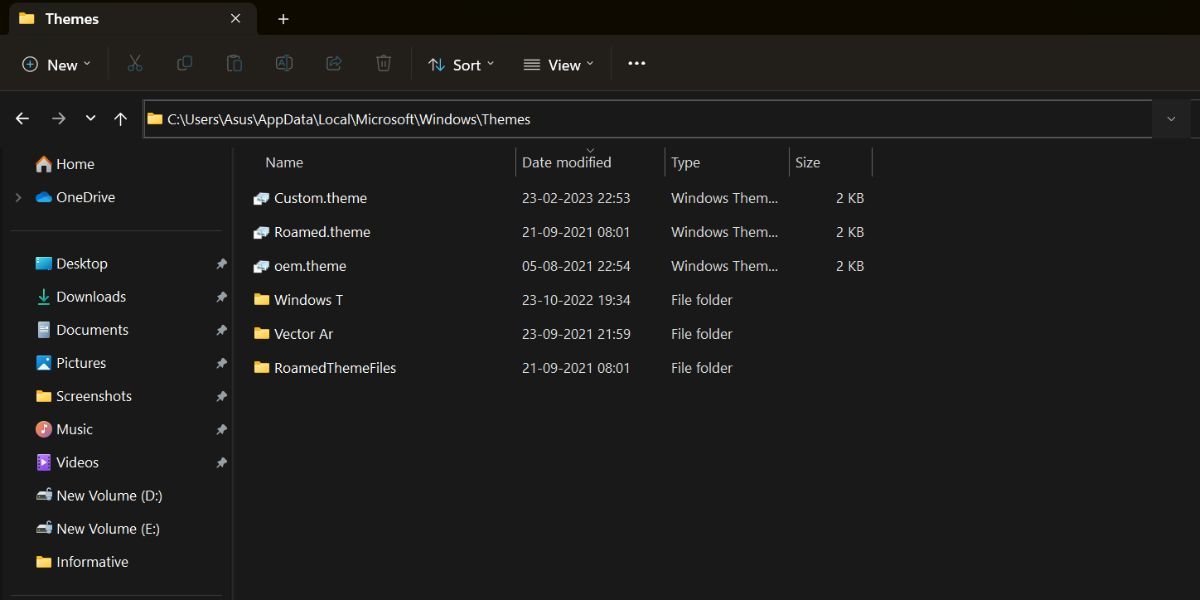 Changing Theme Using File Explorer