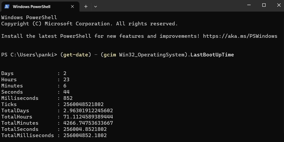 Check System Uptime Using Windows PowerShell