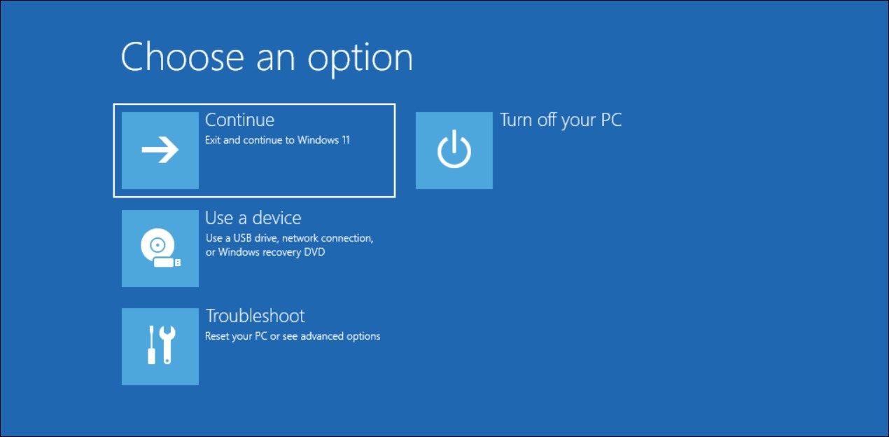 Choose an option windows 11