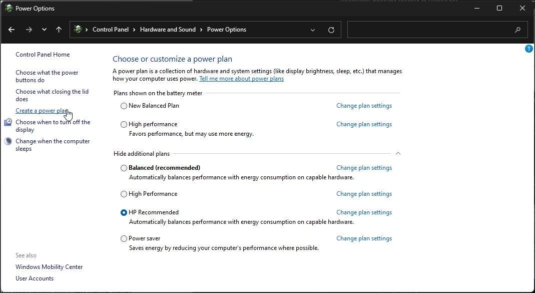 control panel create power plan windows 11