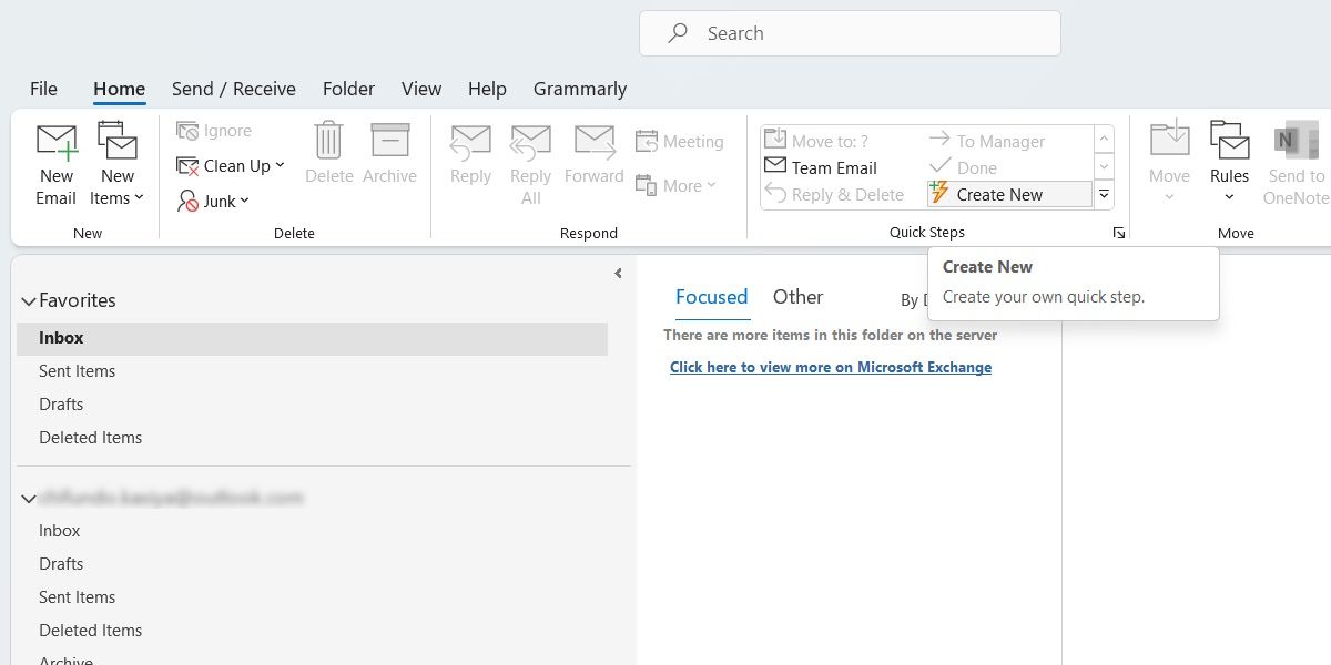 creating a quick step in Outlook on Windows