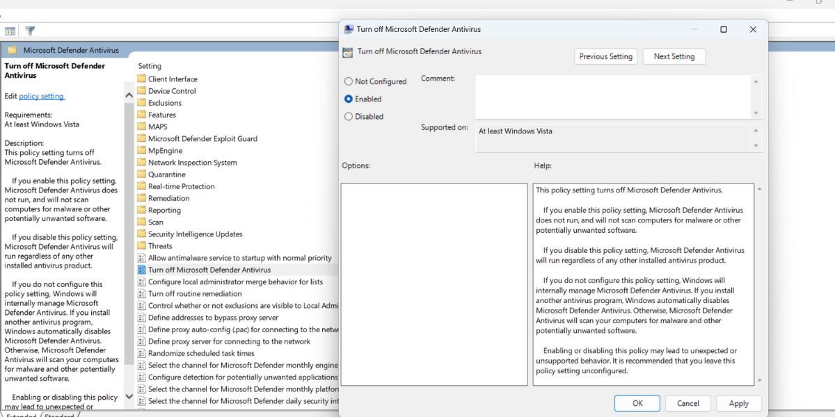 Disable Windows Defender Using Group Policy Editor