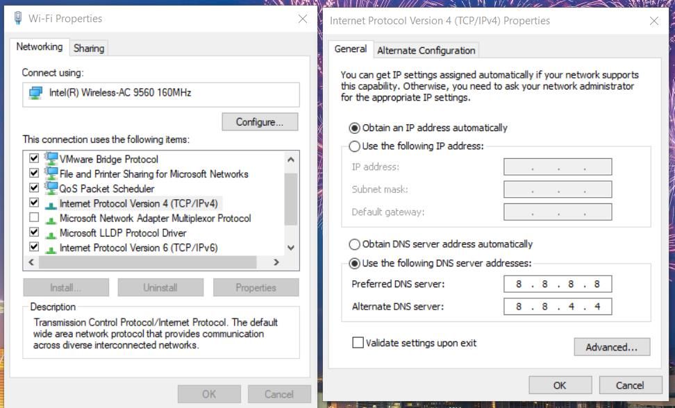 DNS server settings