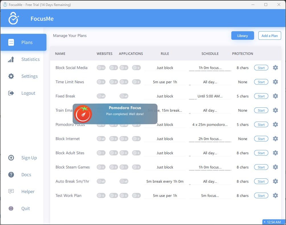 FocusMe pomodoro content blocker windows