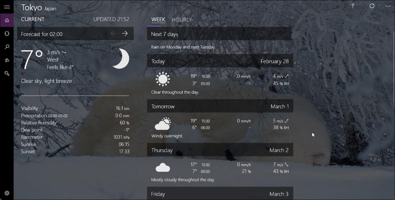 forecast weather app windows