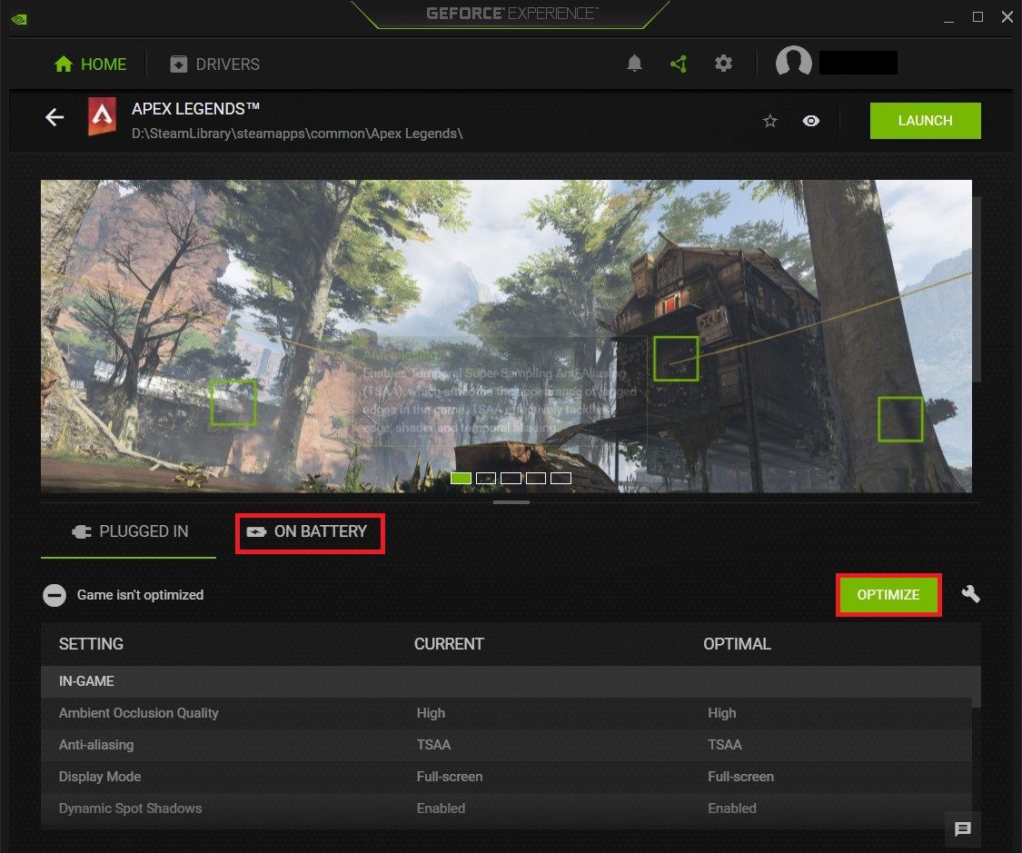 GeForce Experience Settings