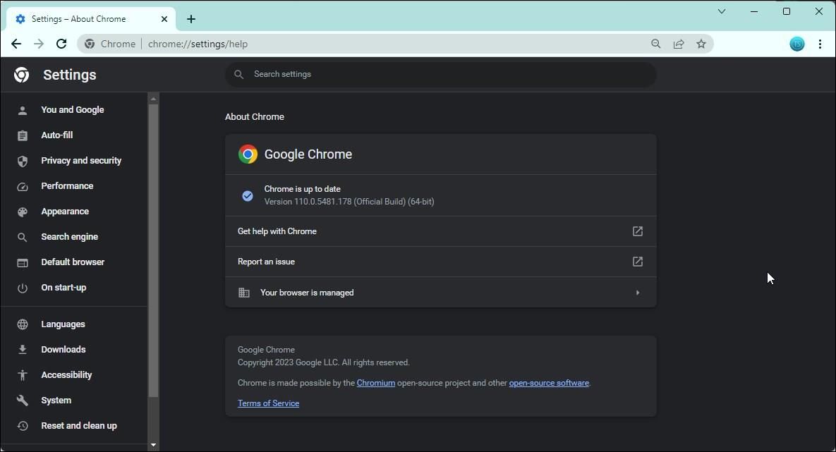 Google Chrome update