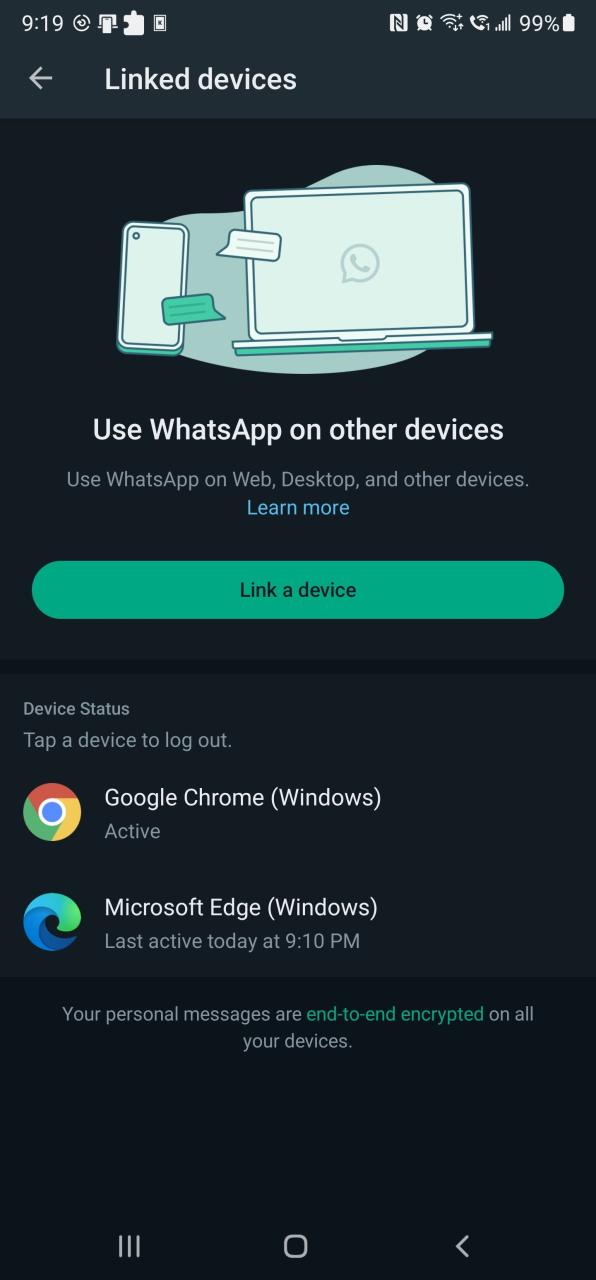 Linked devices WhatsApp