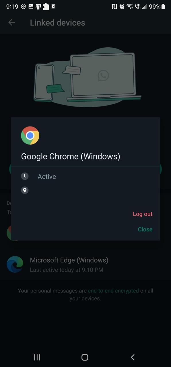 Log out linked devices whatsapp