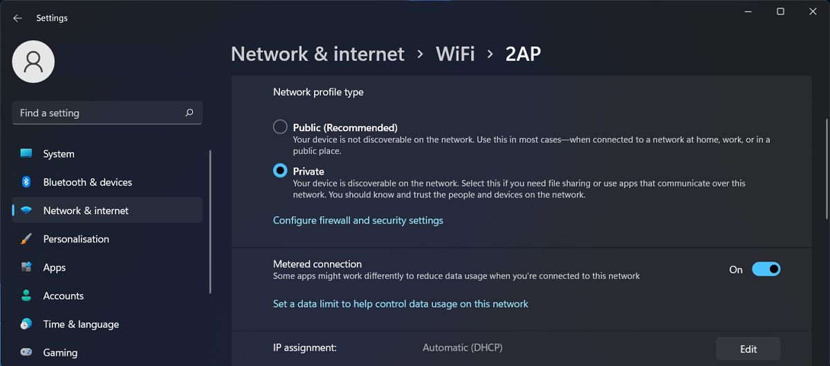 Turn off metered connection