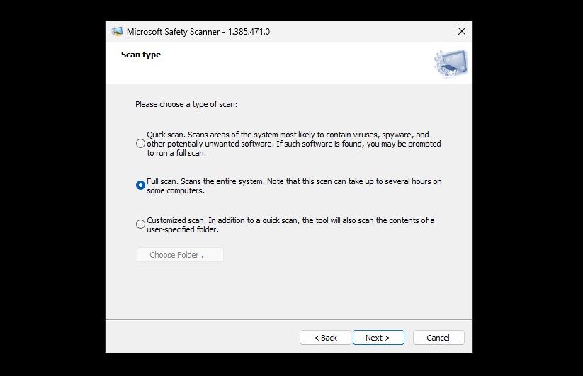 microsoft saftey scanner scan type full