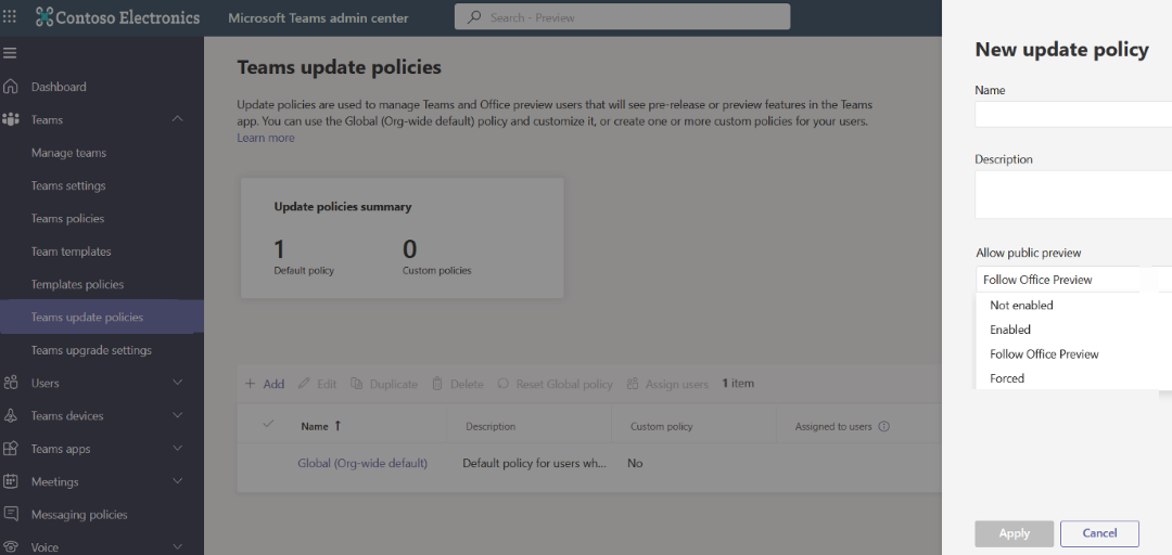 Microsoft teams update policies