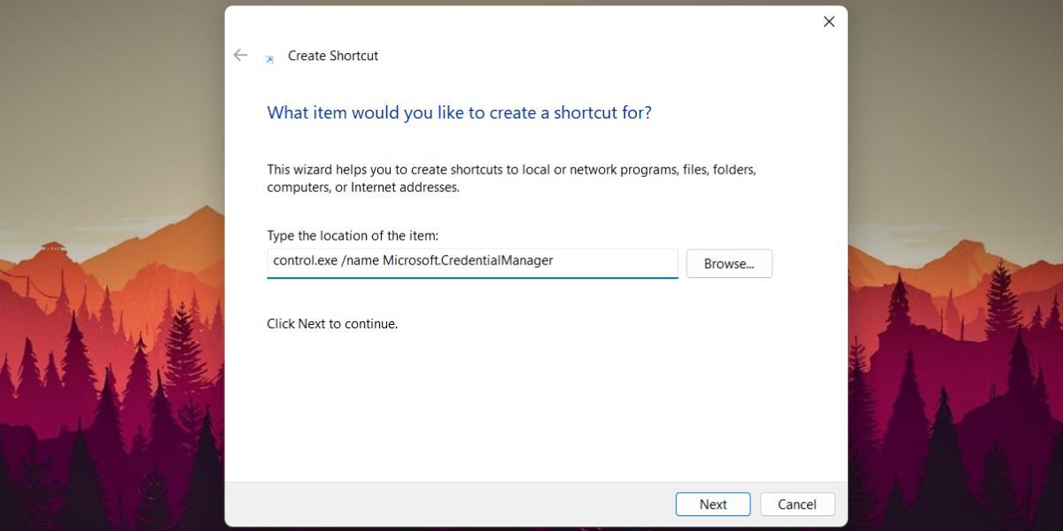 Open Credentials Manager Using a Desktop Shortcut