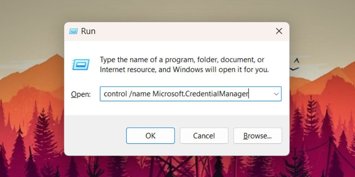 Open Credentials Manager Using the Run Command Box