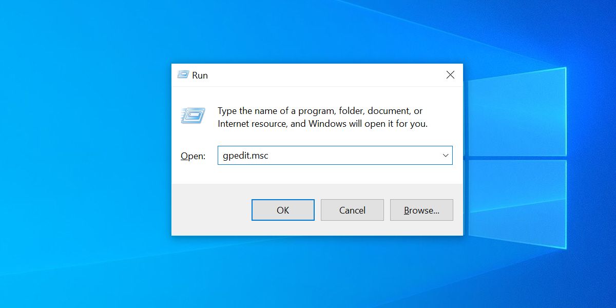 Local Group Policy Editor In Run Dialog