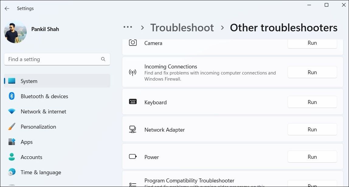 Run Keyboard Troubleshooter on Windows