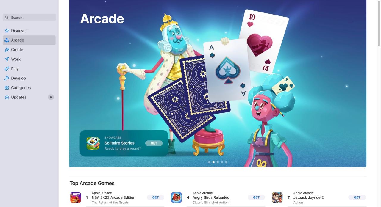 Screenshot of Apple Arcade in Mac App Store