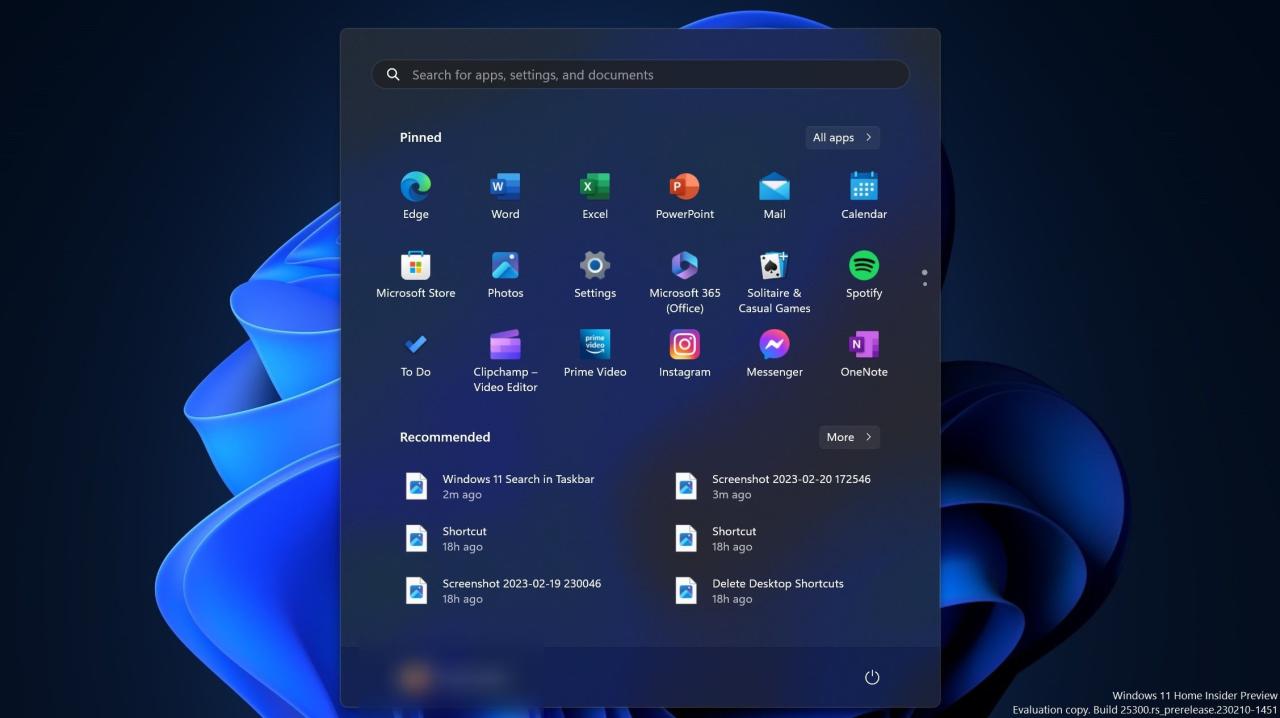 Search in Windows 11 Start Menu edit