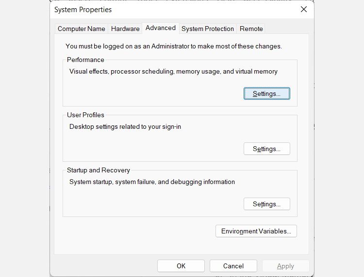 the system properties dialog box in windows