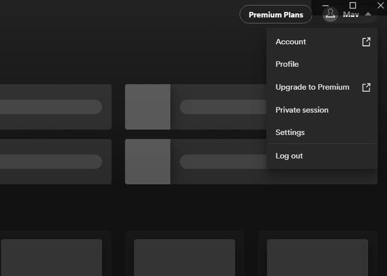 The Settings menu option 