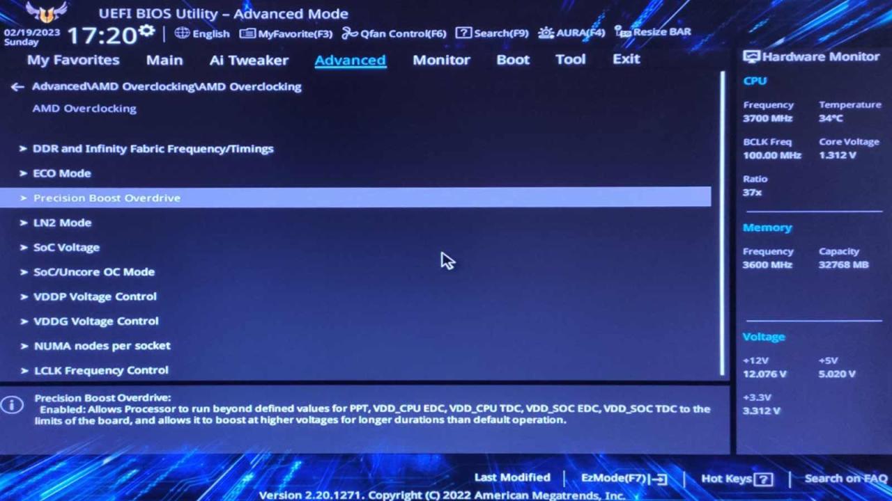 UEFI Precision Boost Overdrive