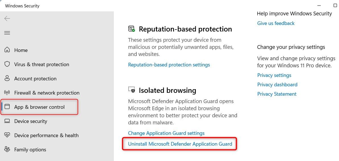 Uninstall Microsoft Defender Application Guard