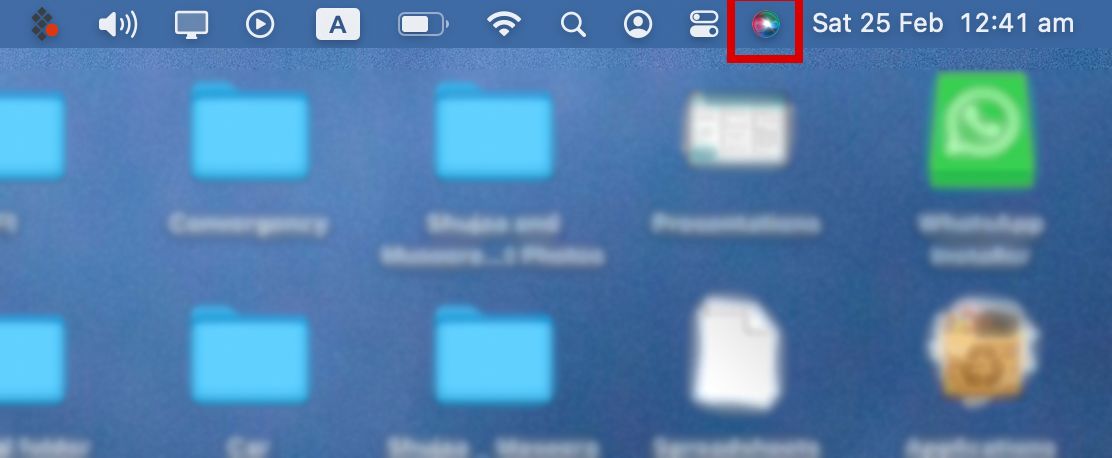 Siri Button in Menu Bar on Mac