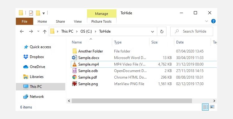 windows 10 sample files and folders