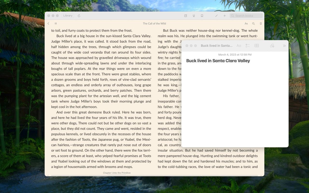 Yomu reading app with a Quick Note window on the side