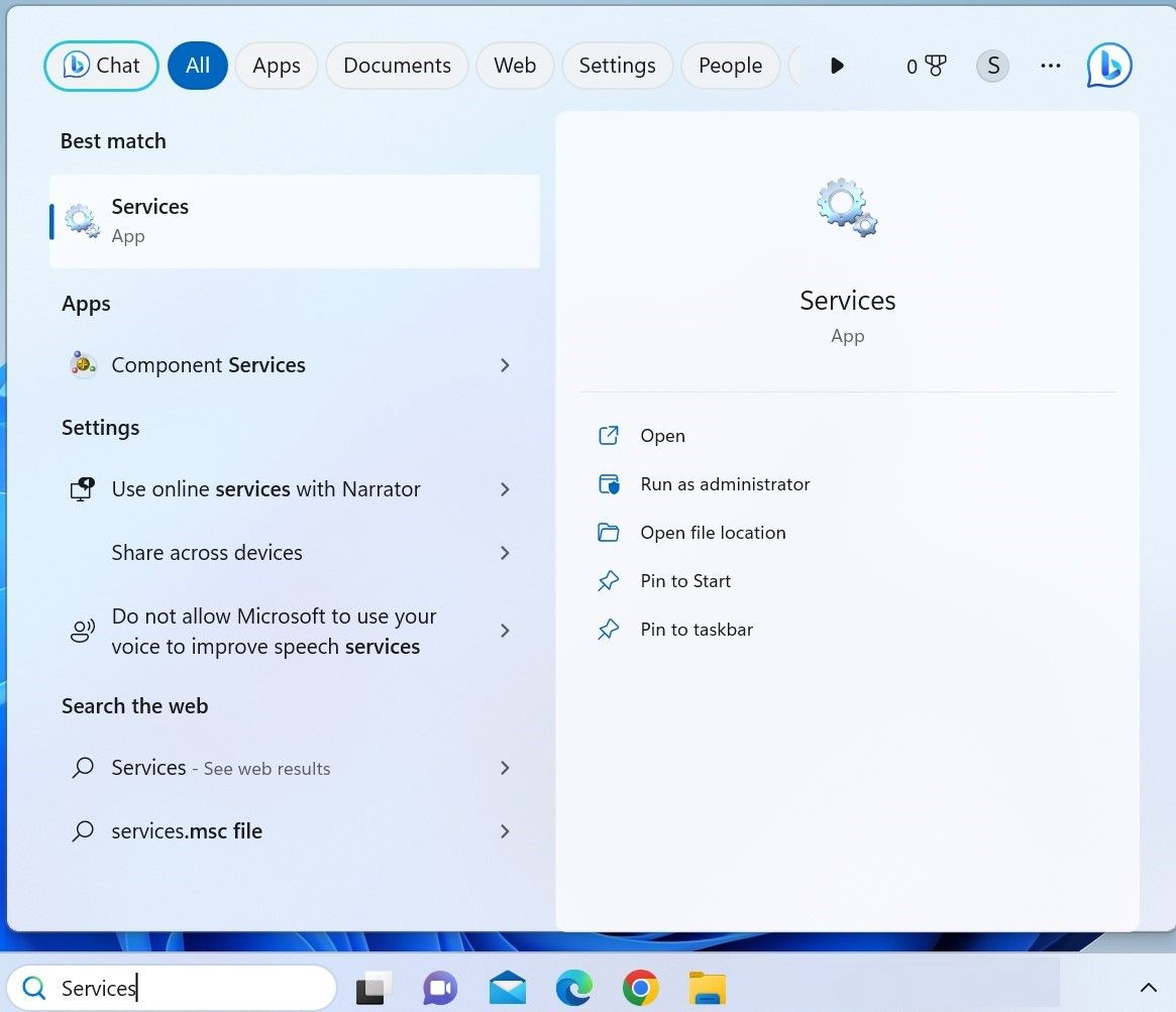 Open Services App From Windows Search