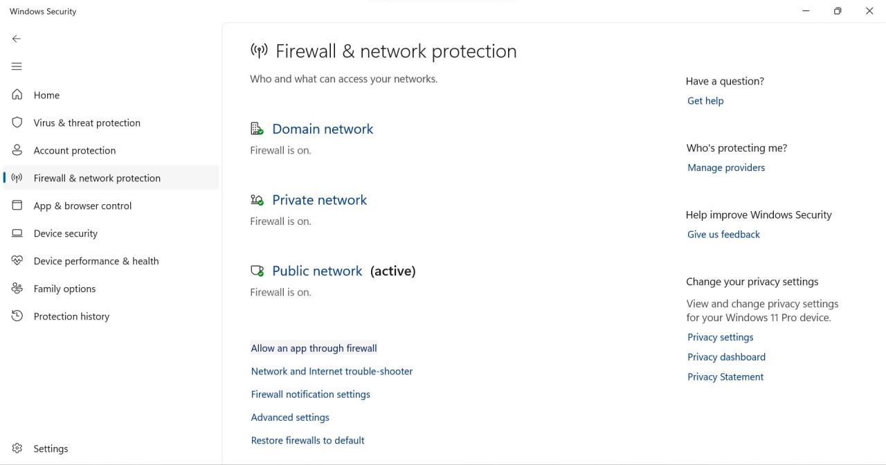 Click on the Allow an App Through the Firewall Link in Windows Security App