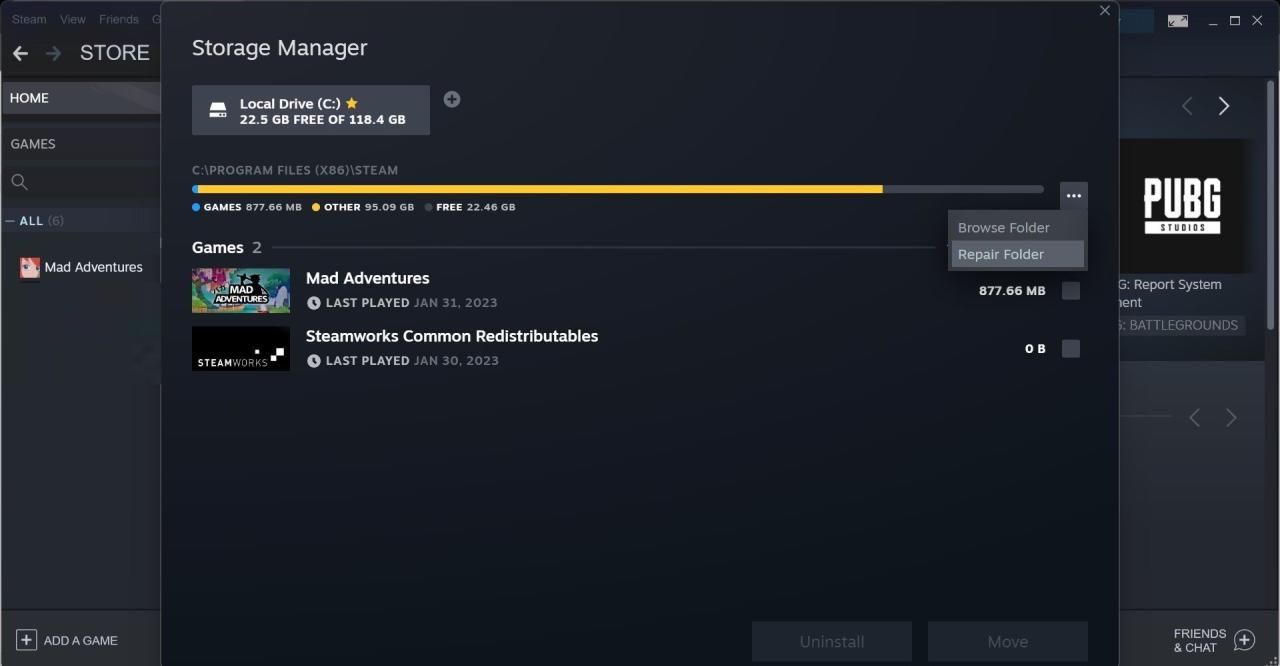 Run a Folder Repair in the Steam Client