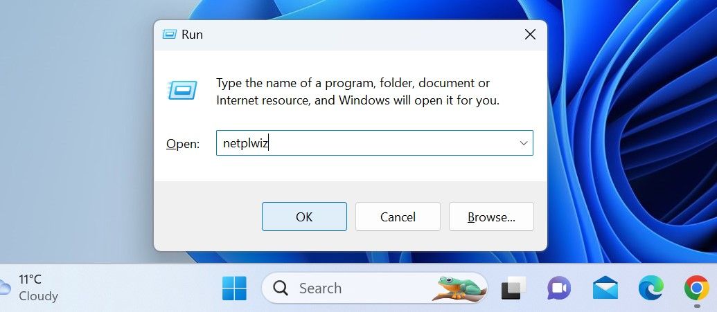 Run Netplwiz Command in the Windows Run Command