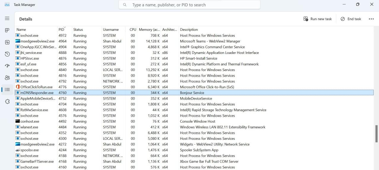 Find the Process with Relevant PID in Windows Task Manager