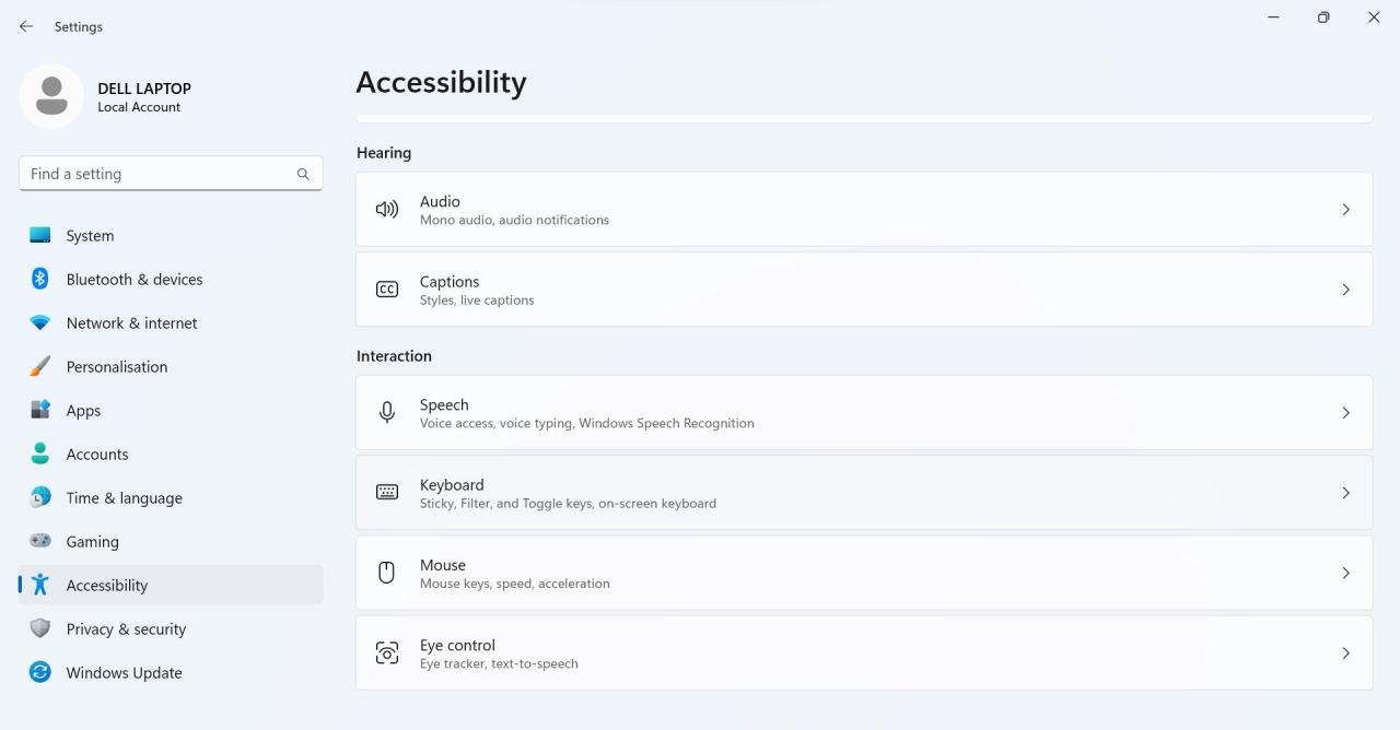 Open the Keyboard Settings in Windows Settings App