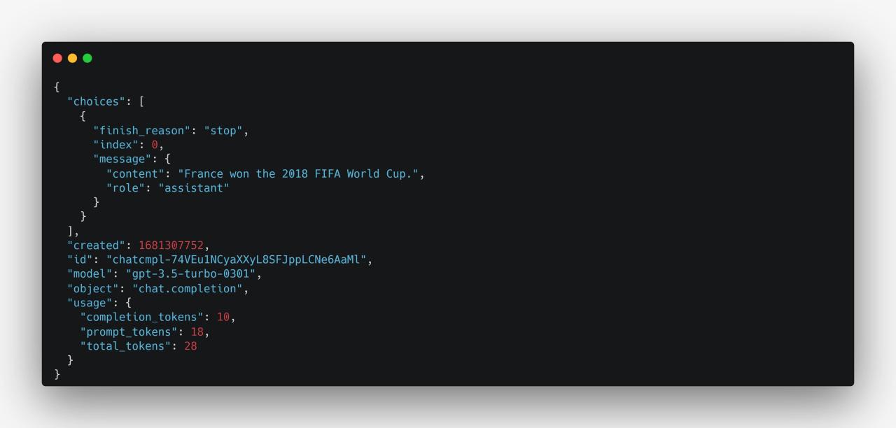 ChatGPT API response format