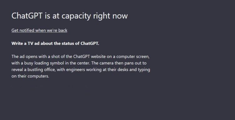 ChatGPT is at capacity error