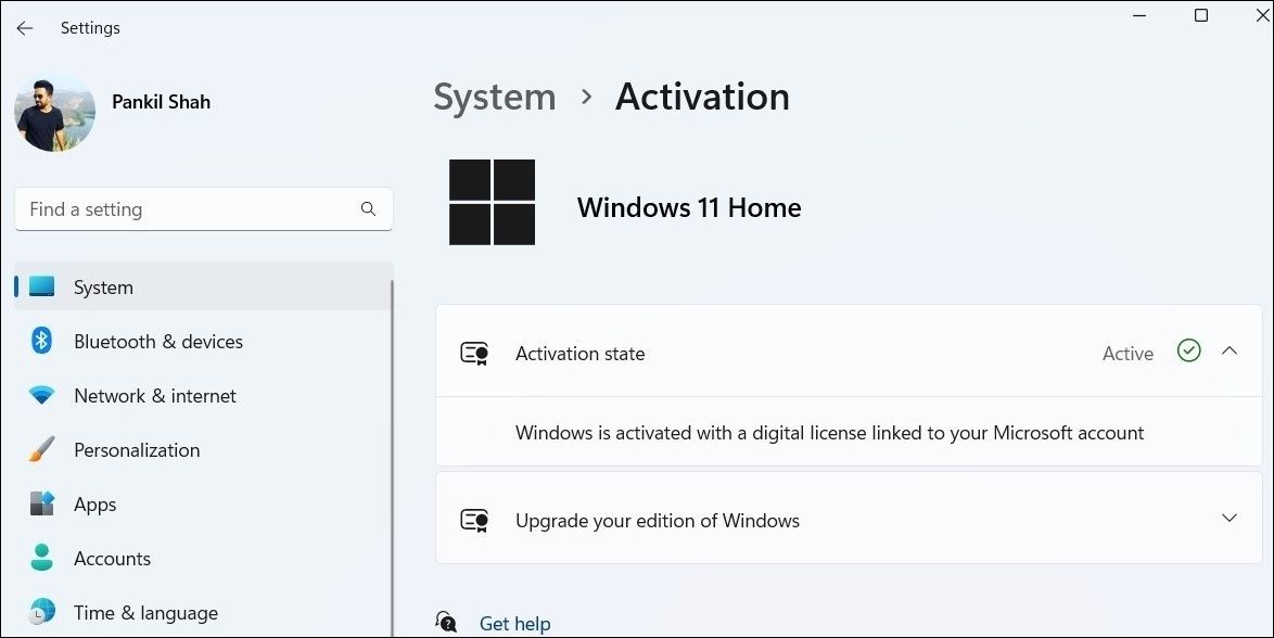 Check Windows Activation Status via Settings