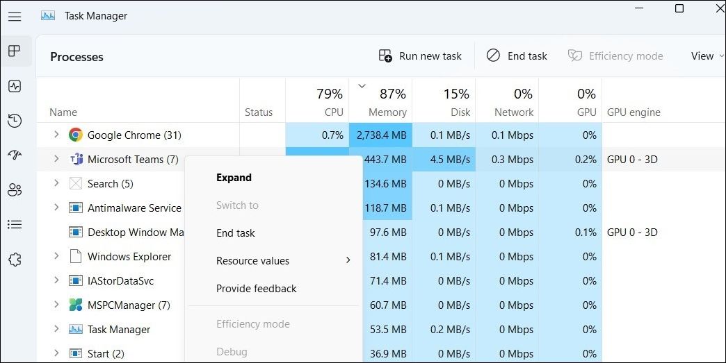 Close Microsoft Teams Using Task Manager