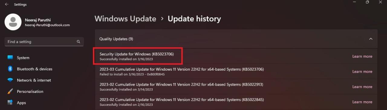 Cumulative Update Successfully Installed