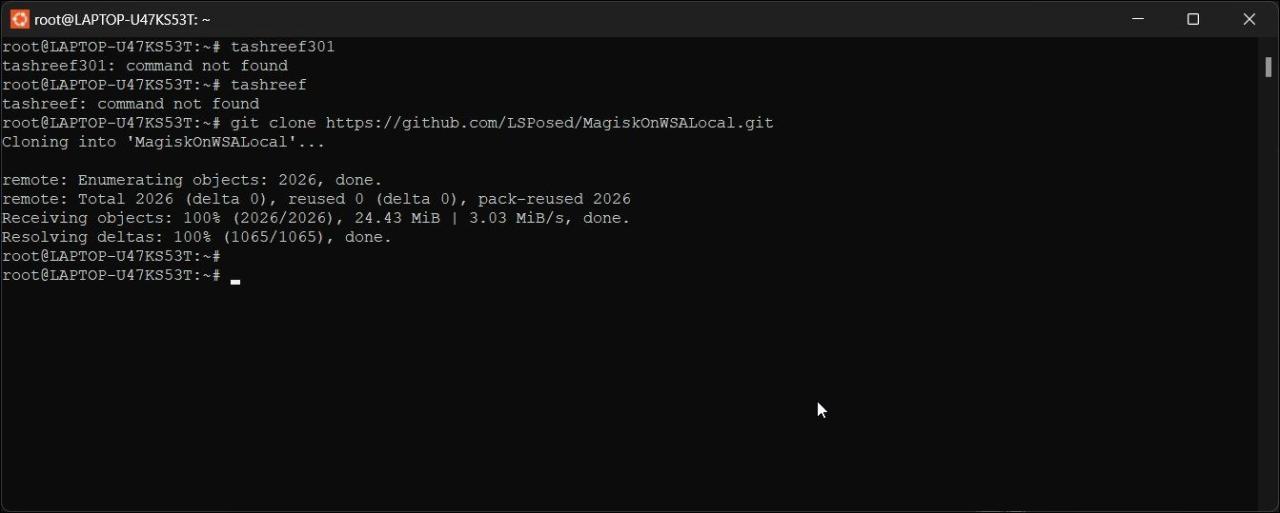 download install magiskonWSA github command prompt