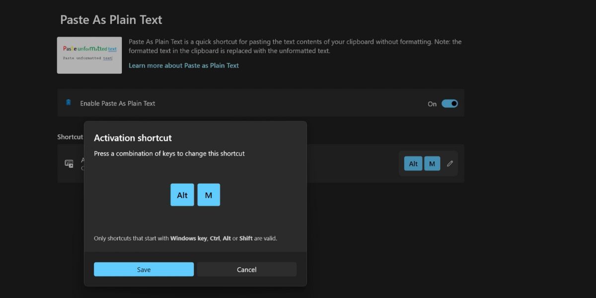 Enable the Paste as Plain Text Feature in PowerToys