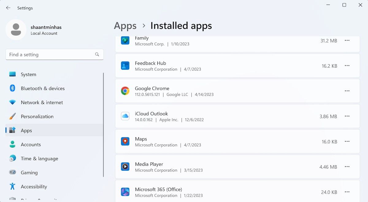 installed apps