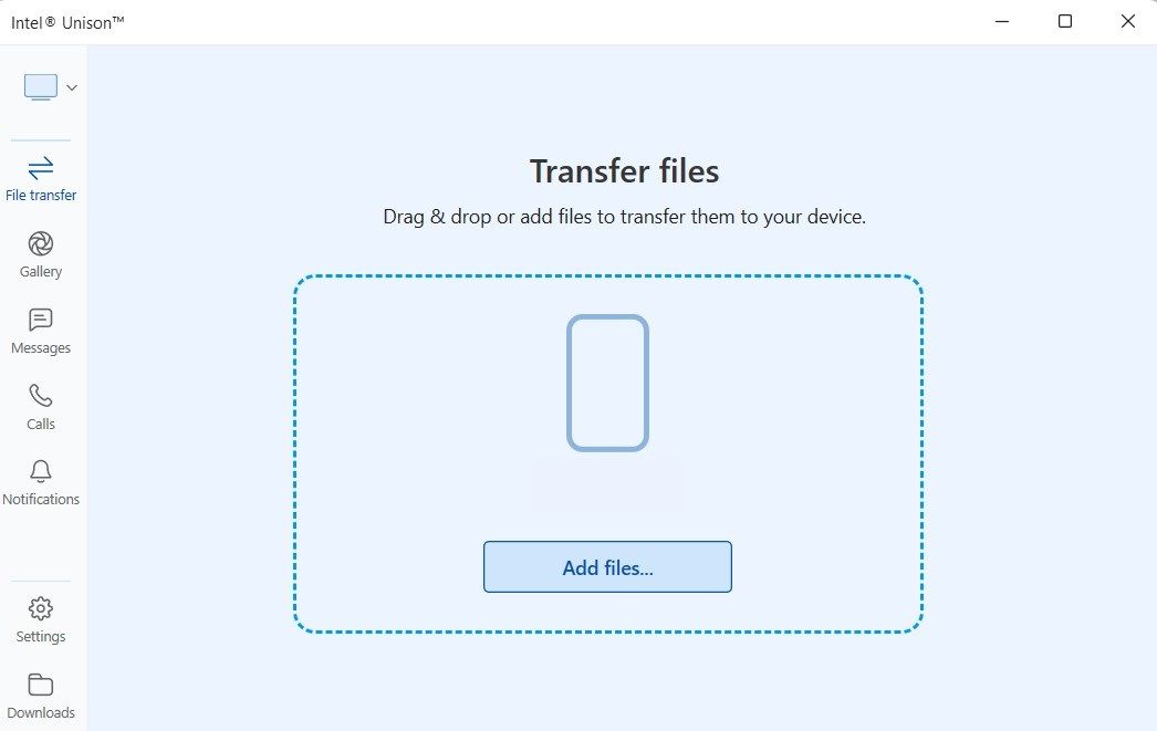  Intel Unison user interface on Windows